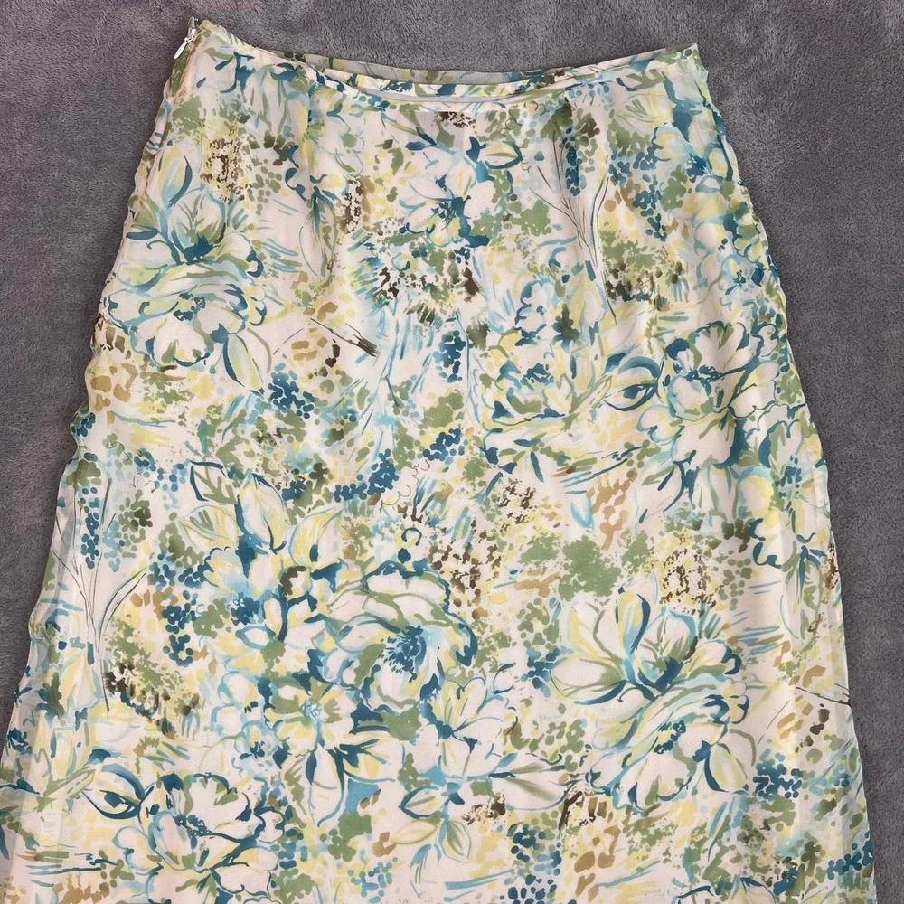 VTG Pendleton‎ Midi Skirt Womens 10 100% Silk Floral Bright Vacation Resort